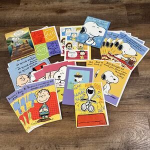 Lot Of 28 Snoopy Charlie Brown Linus Peanuts Greeting Cards Thinking Of You